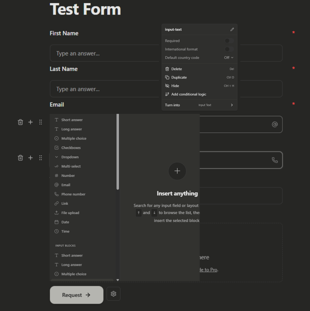Form create editor scene