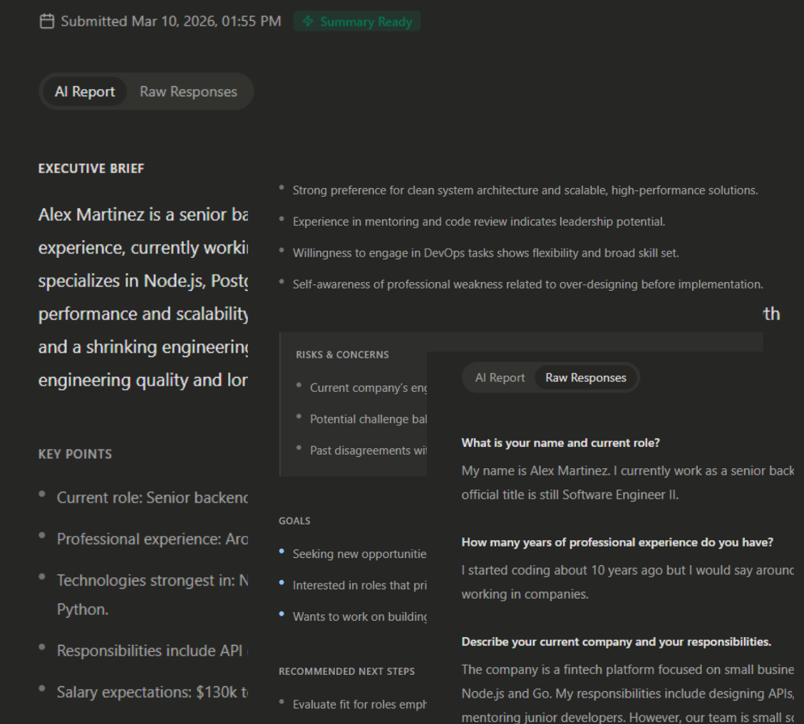 Collect responses interface preview